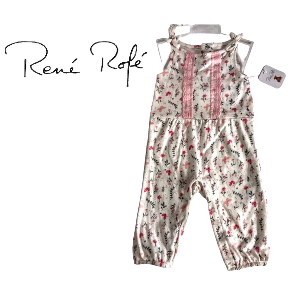 NWT Rene Rofe Baby Girls Floral & Lace Romper